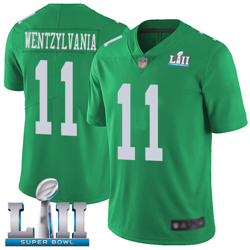 Men Philadelphia Eagles #11 Carson Wentz Limited Green Rush Vapor Untouchable NFL Jersey Wentzylvania Super->philadelphia eagles->NFL Jersey